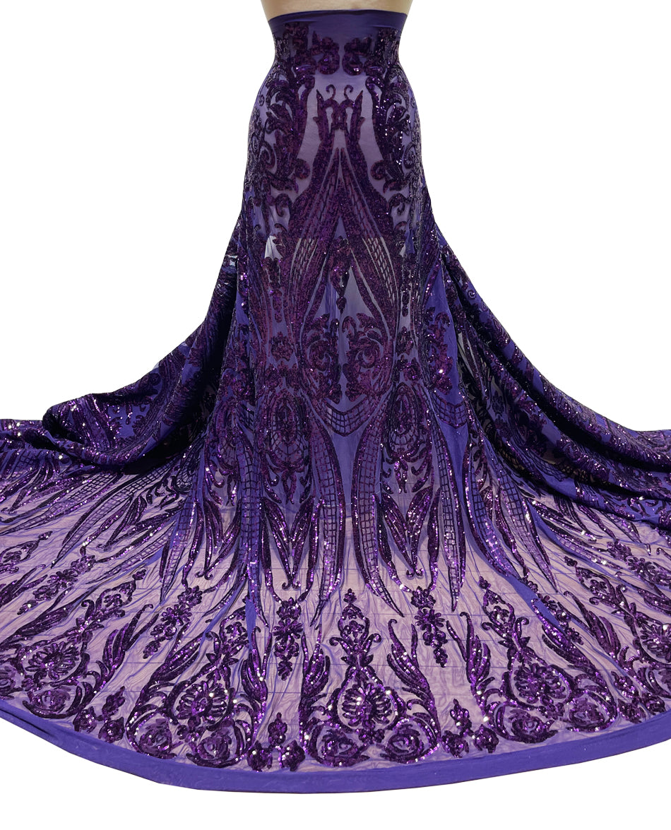 2 Way Stretch Purple Bridal Sequins