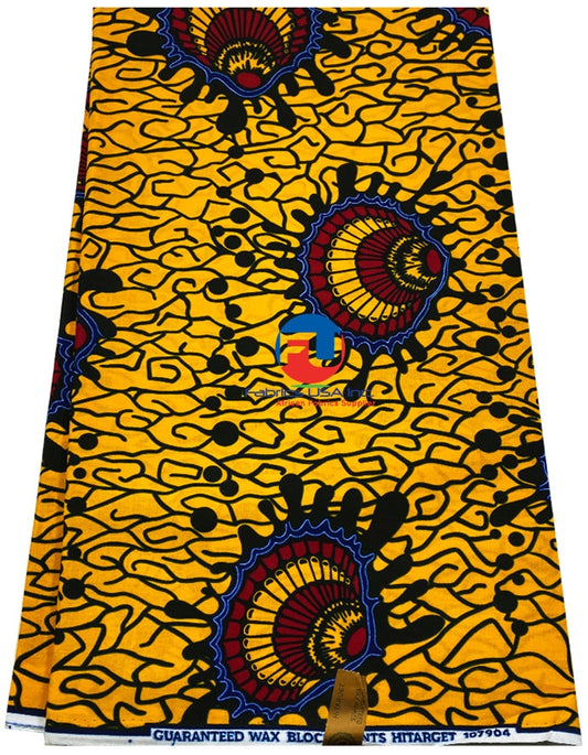 African Print Fabric Golden Yellow