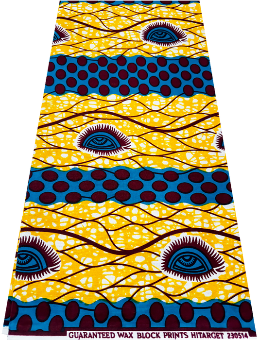 High End  Design in African Wax Print- Teal-Green, Tangerine-Orange, White, Burgundy