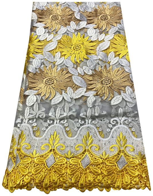 Beautiful African Lace-Yellow & White