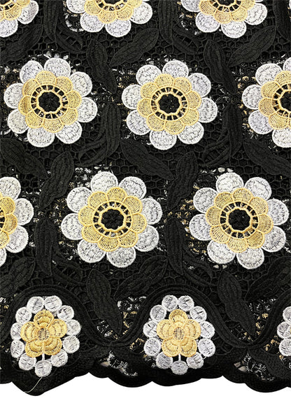 Exotic Guipure Lace- Black, Gold & White