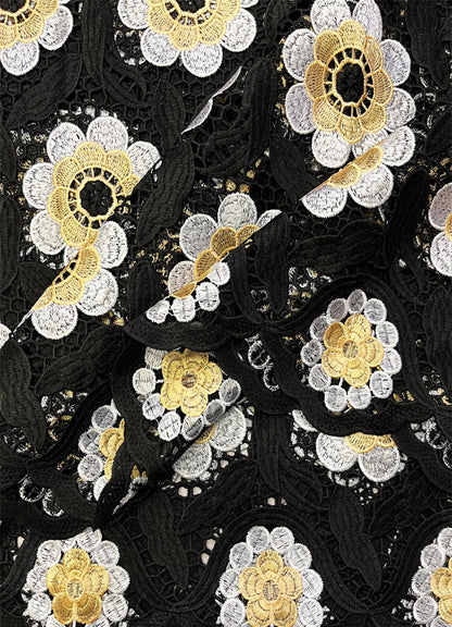 Exotic Guipure Lace- Black, Gold & White