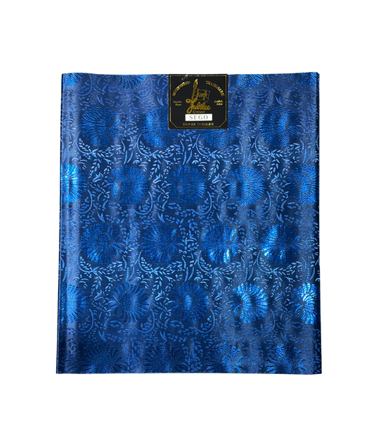 African Head Tie or Wrap-Floral-Azure-Blue