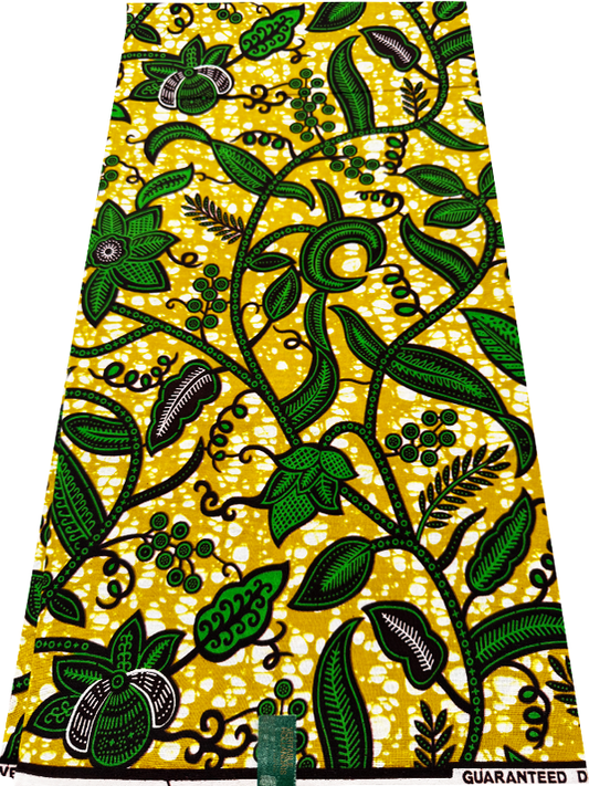 Hollandais Print-Green, Gold, White Dark Brown