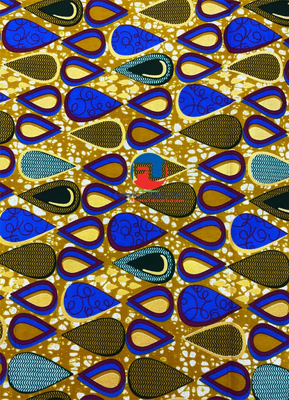 African  Print Meba Wo Abrokyere Metallic Gold- Teal-Green, Army-Green, Metallic-Gold, White, Yellow, Burgundy