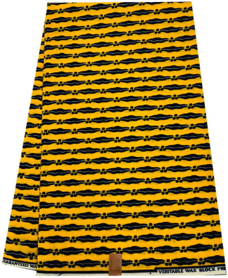 Lips- Ankara Wax Print - Yellow-Gold, Black