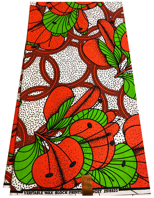 Guaranteed Wax Block Prints- Orange Apple Green White Black