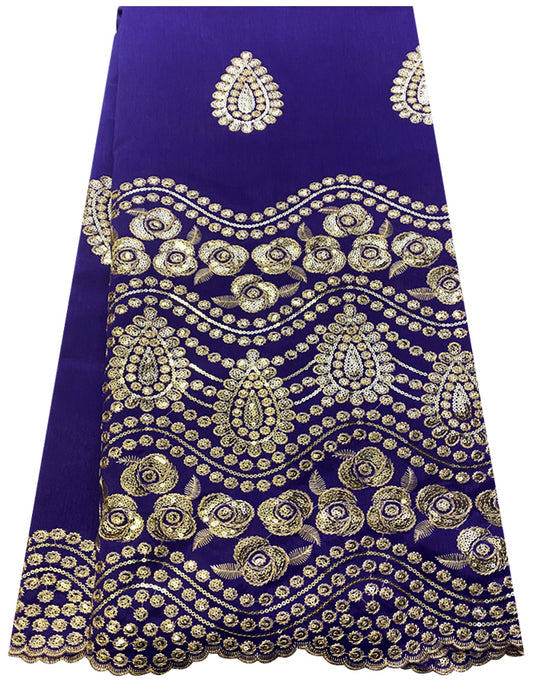 African George Lace Purple with Gold Embroidery