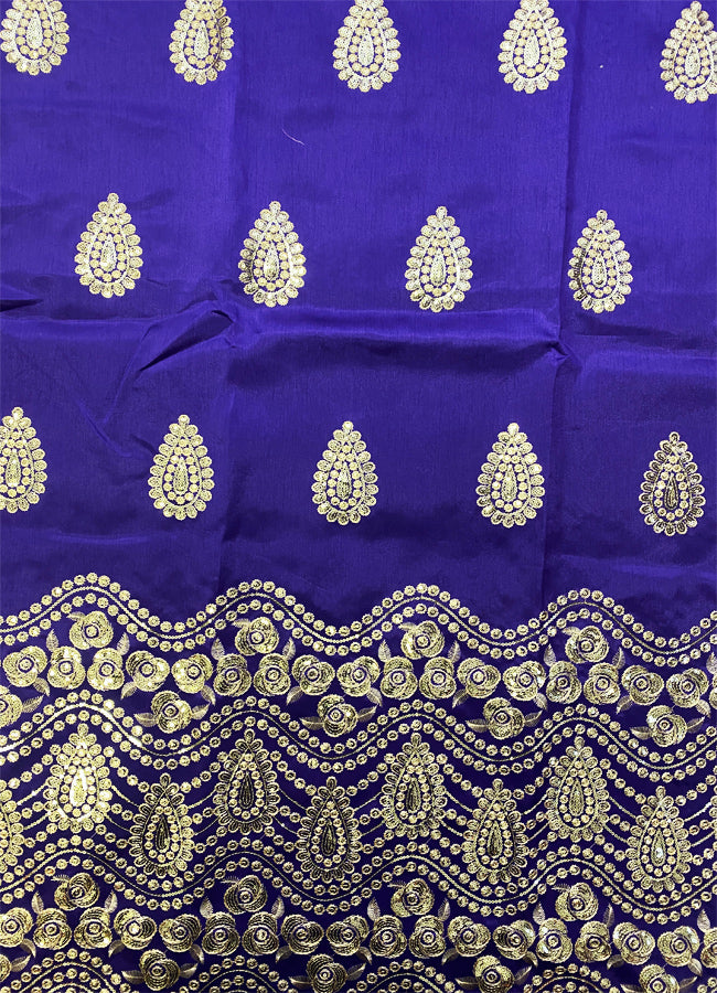 African George Lace Purple with Gold Embroidery