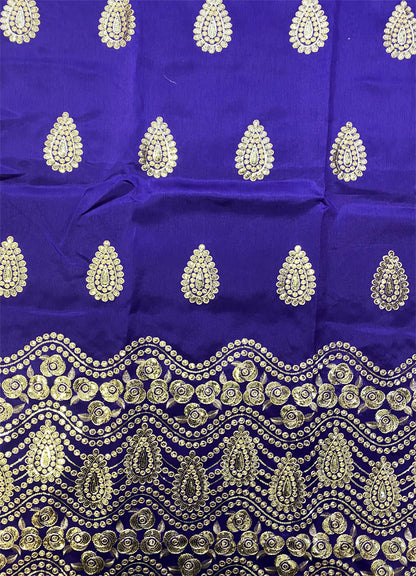 African George Lace Purple with Gold Embroidery