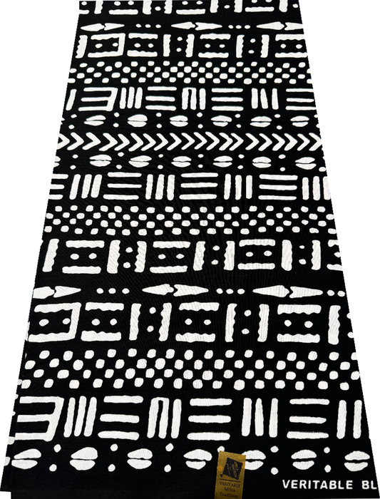 Mudcloth Traditional Wrapper Print- Black and White