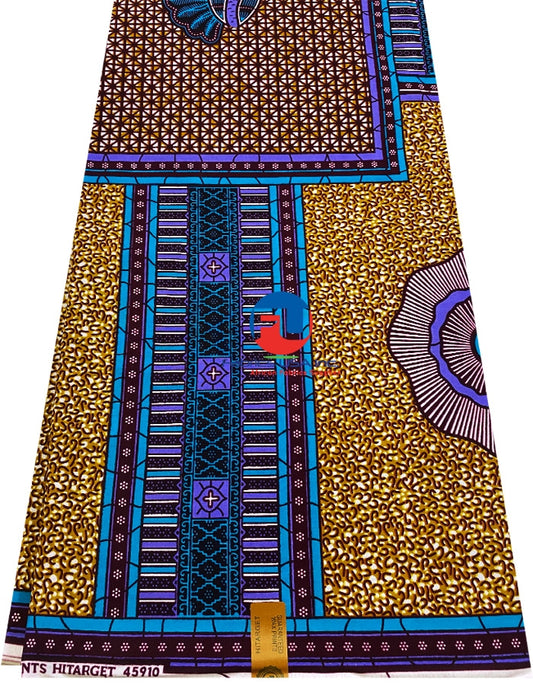 African Wax Ankara Print- Burn-Orange,Purple, Blue, White, Black