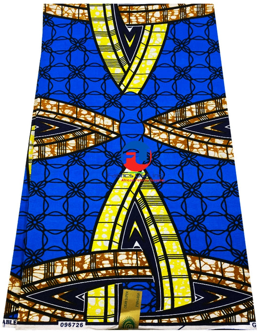 Guaranteed Block Prints Super Avogan-Royal-Blue, Yellow, Light-gold, Black.