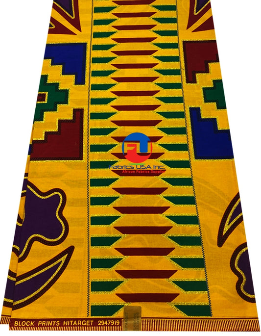 African  Print Meba Wo Abrokyere Metallic Gold - Gye Nyame -Red, Metallic-Gold, Royal-Blue, Green, Purple , Black