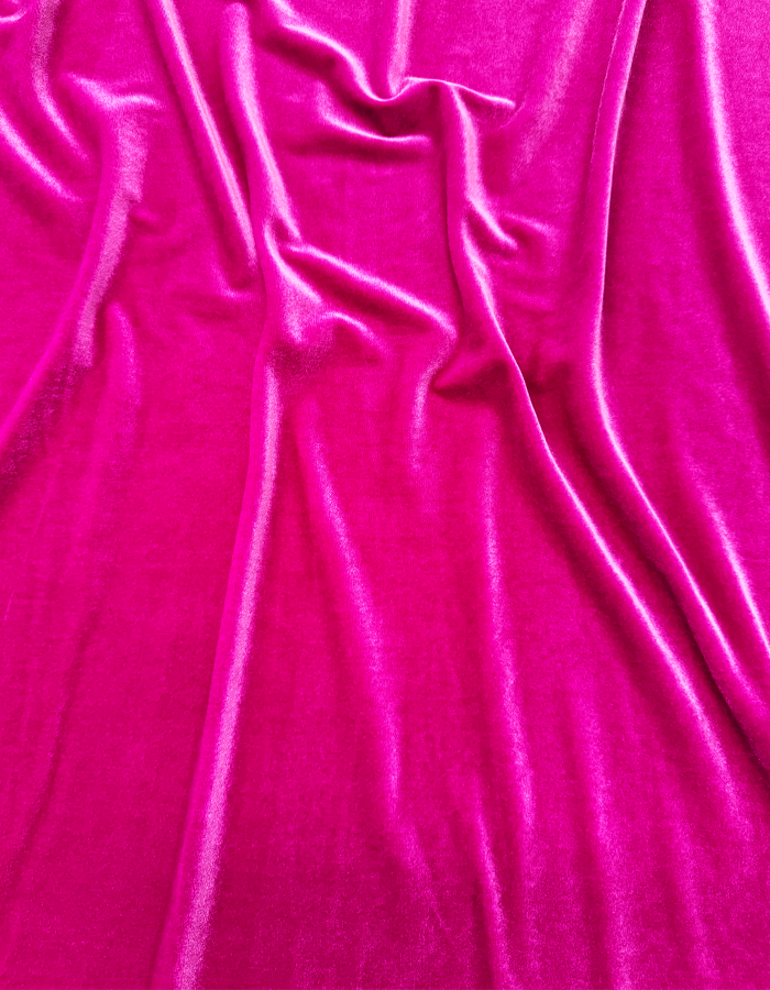 Fuchsia Hot Pink Stretch Velvet