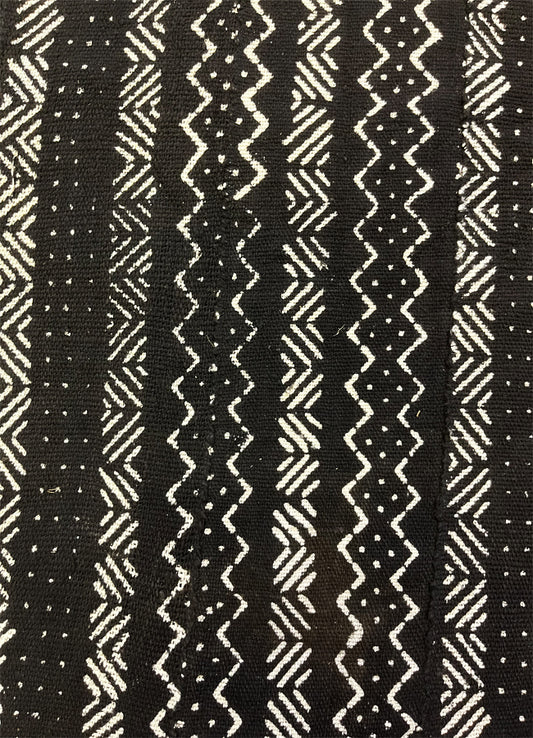 Authentic Handmade Mali  Mud Cloth- Black, and White