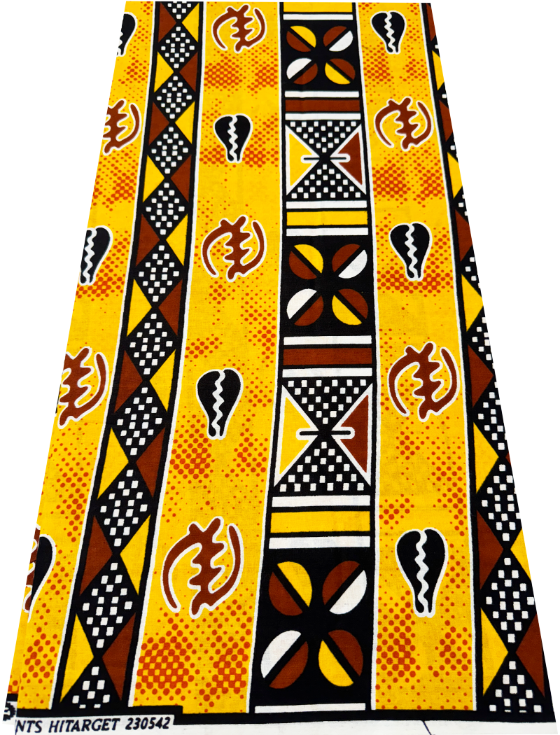 African Guaranteed Wax Print-Red, Black, White, Yellow, Brown