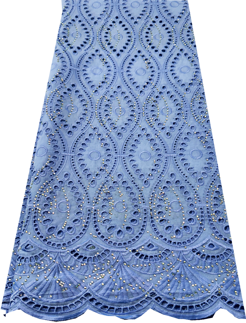 High End Super Quality Swiss Voile Lace- Sapphire Blue with tiny stone