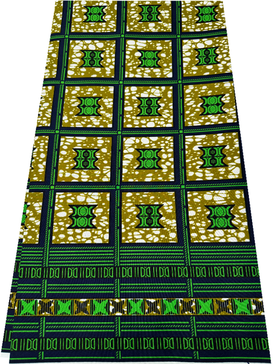 Polyester African Wax Prints Fabrics- Dark-blue, Olive-green, White, Lime-green, Black, White ,