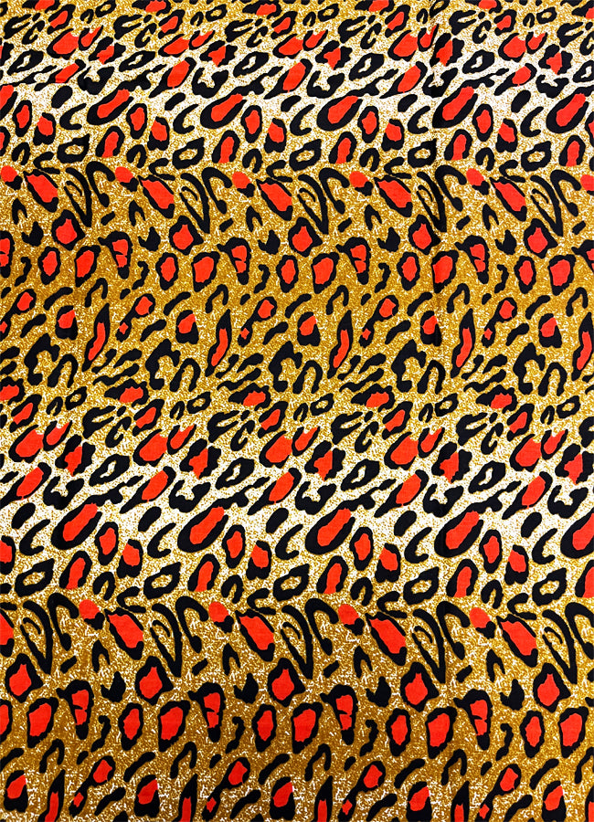 Animal Print African Ankara Wax Print-  Brown Orange Cream Black