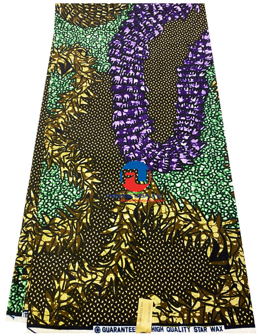 High Quality African Wax Print-purple, Green, Black, White