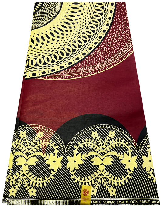 Polished Super Java Block Print- Dark-Red, Black, Ivory-Cream