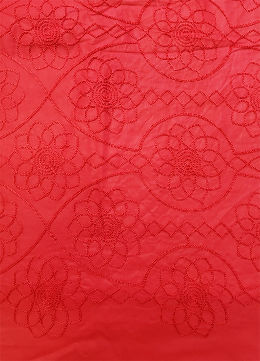 Seersucker with Embroidered Red Yarn -Red/Red