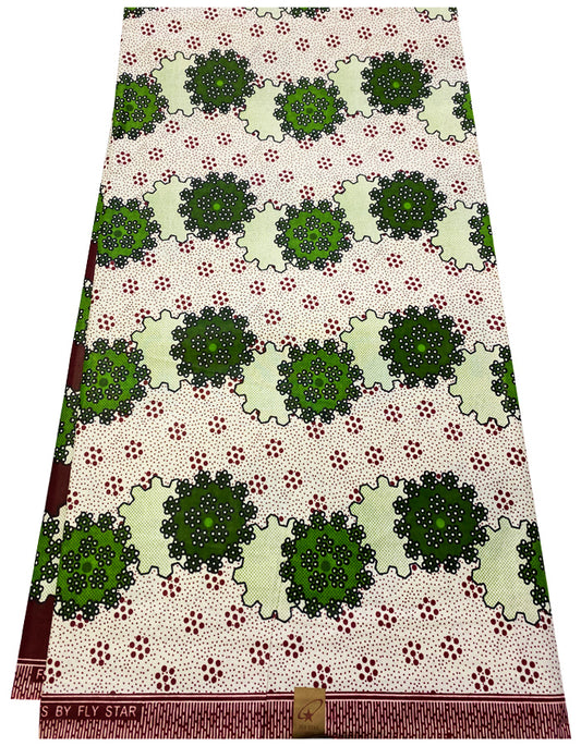 Polished Java Wax Print-Dark-Red, Apple-Green, Black, Cream