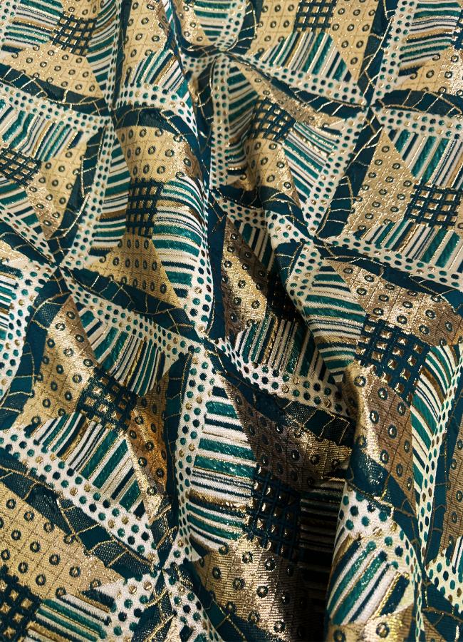 Elegant African Bazin Brocade  Lace Fabric -Army-Green, Apple-Green, Gold, Ivory-Cream