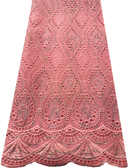 High End Super Quality Swiss Voile Lace- Baby Pink with tiny stone