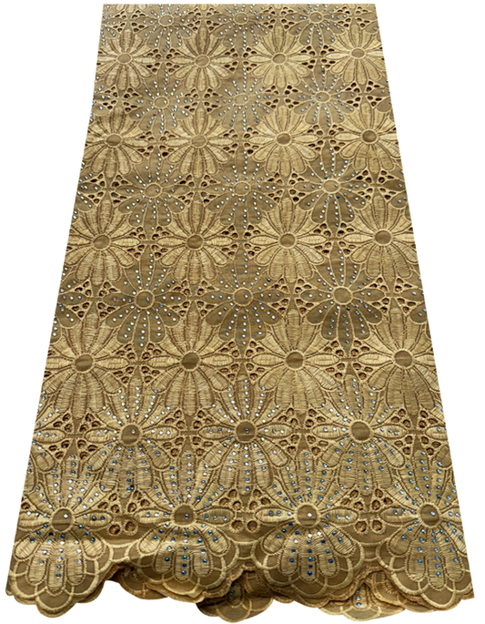 Swiss Cotton Voile Lace-Gold