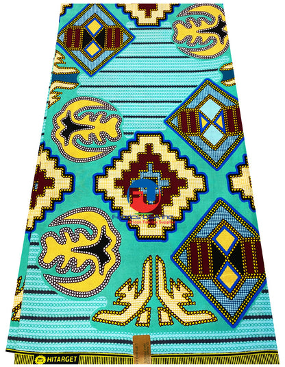 African  Print Meba Wo Abrokyere   - Gye Nyame - Mint-Green, Gray, Royal-Blue, Red, Ivory-Cream, Black