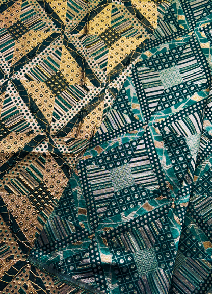 Elegant African Bazin Brocade  Lace Fabric -Army-Green, Apple-Green, Gold, Ivory-Cream