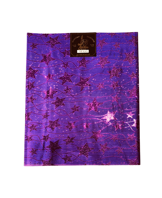 African Sego  Head Tie-Star- Purple