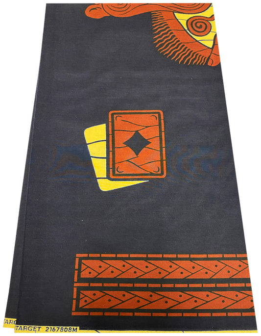 African  Guaranteed Wax Print-Navy Blue, Chocolate-Brown, Ivory-Cream,