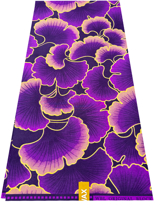 Best Quality Cotton Poly Blend Guaranteed Wax Prints -Purple-yam, Ivory-cream, Plum