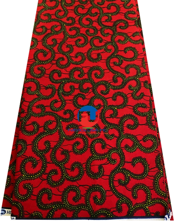 African Wax Print- Macaroni-Red,Yellow,Black