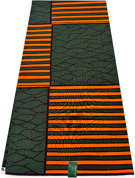 Hollandais  Print- Forest-Green, Tangerine-Orange, Black