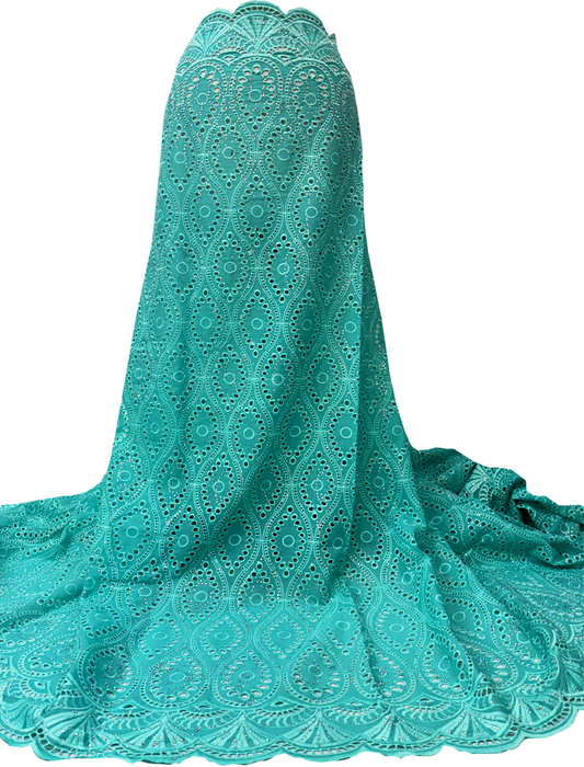 Cotton Nigerian Exclusive Swiss Voile Lace in Mint-Green with tiny stone