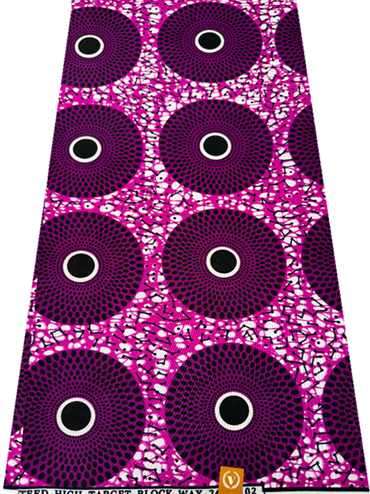 Polyester African Wax Prints Fabrics- Pink, White, Purple