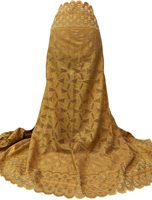 Swiss Voile Lace-  Gold with tiny stone