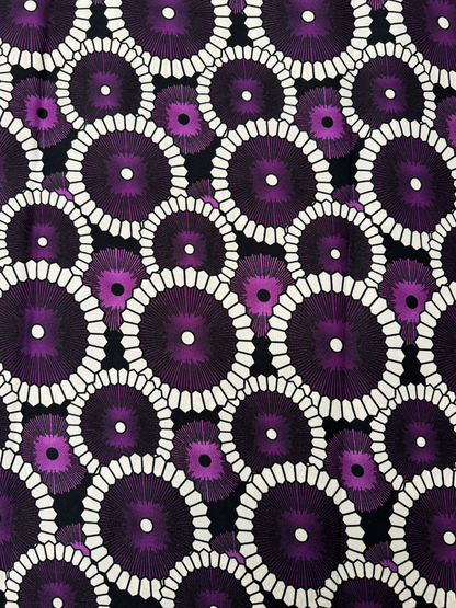 Polyester African Wax Prints Fabrics-Purple, Lilac, White, Black