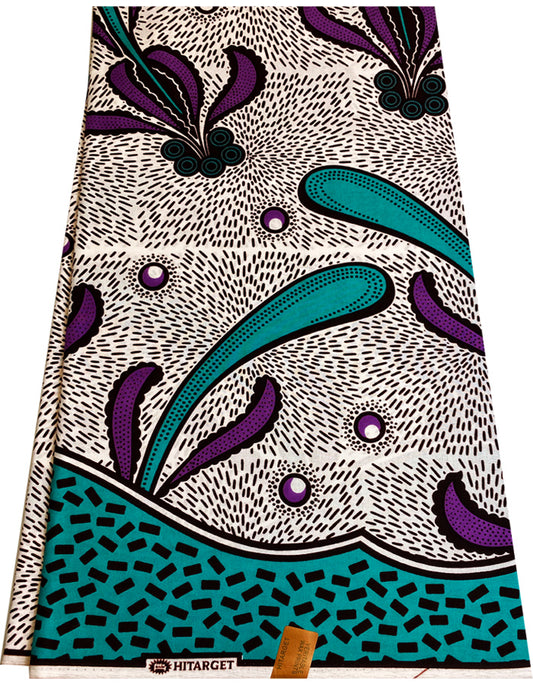 Hitarget African Wax Print-Teal-green, Purple-Yam, White, Burgundy,