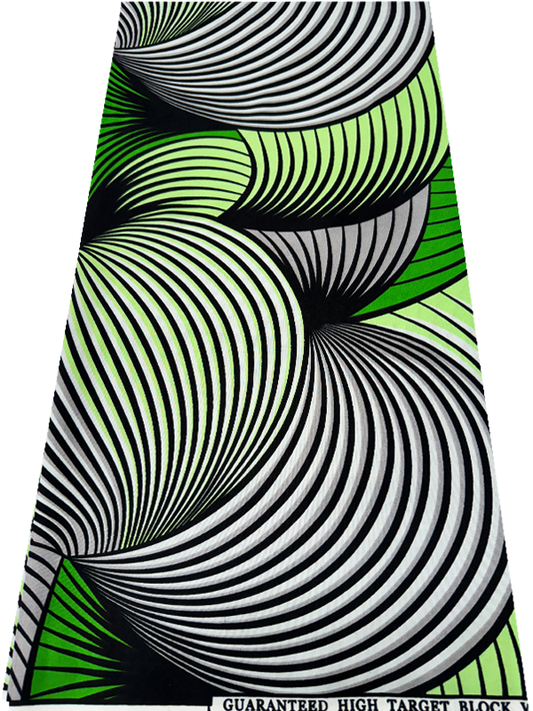 Polyester African Wax Prints Fabrics-Green, Mint-green, Black, White, Gray