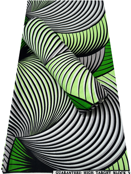 Polyester African Wax Prints Fabrics-Green, Mint-green, Black, White, Gray