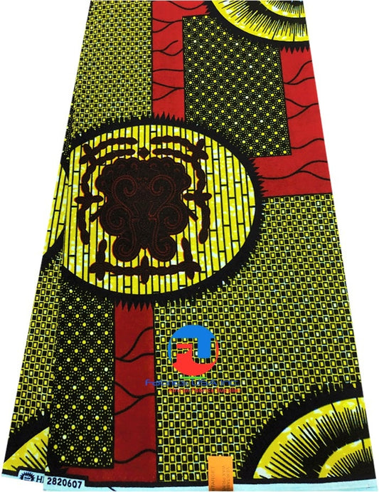 African Ankara Print Wax-Green, Red