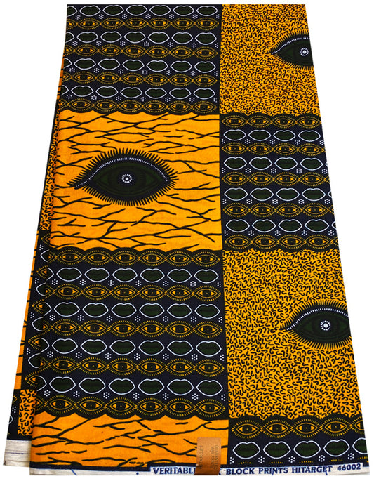 Guaranteed Wax Block Prints-Eyes- Green, Yellow-gold