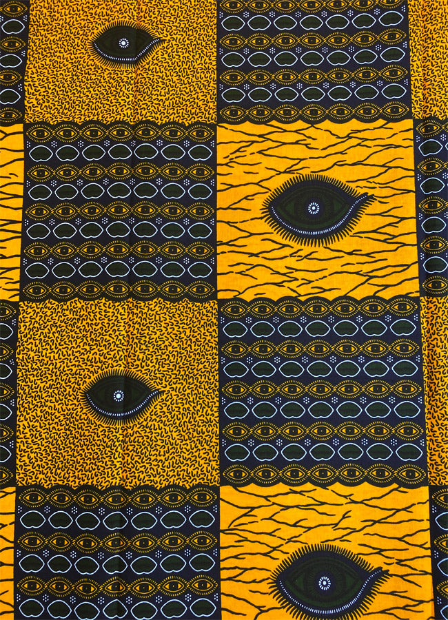 Guaranteed Wax Block Prints-Eyes- Green, Yellow-gold