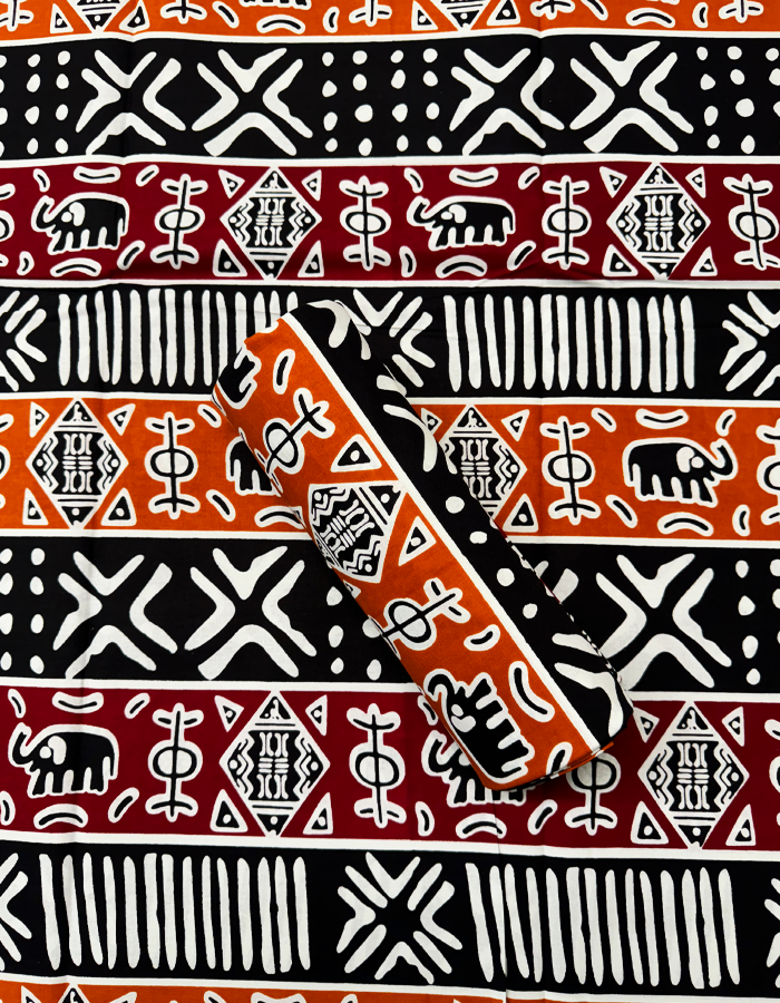 Ancient  Tribunal Wrapper Wax Print- Red, Black, Orange, White