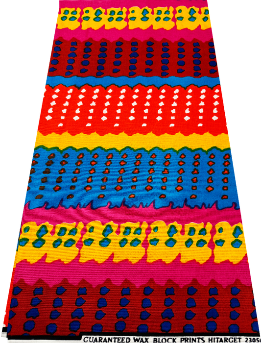 African Wrapper Wax Print-Yellow, Orange, Sky-Blue, Royal-Blue, White, Red, Pink